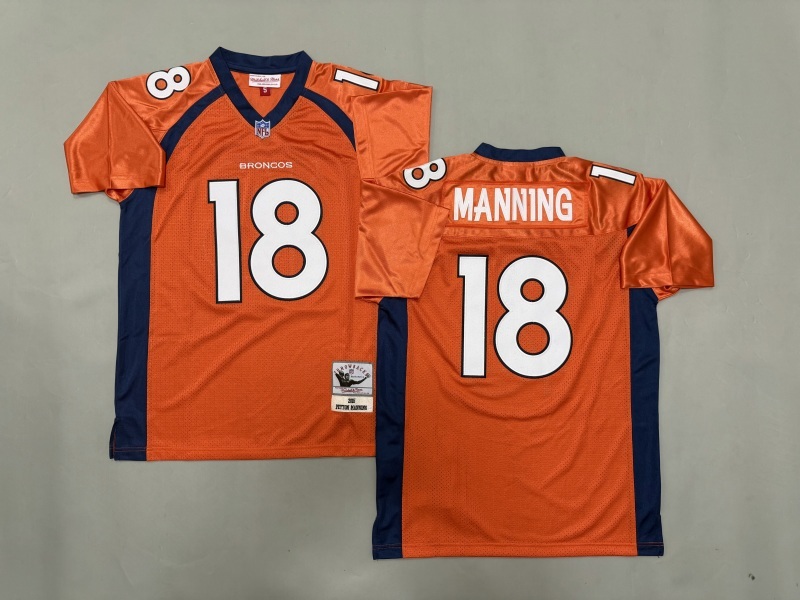 Men 2025 Denver Broncos #18 Manning orange Throwback Limited NFL Jersey style 001->denver broncos->NFL Jersey